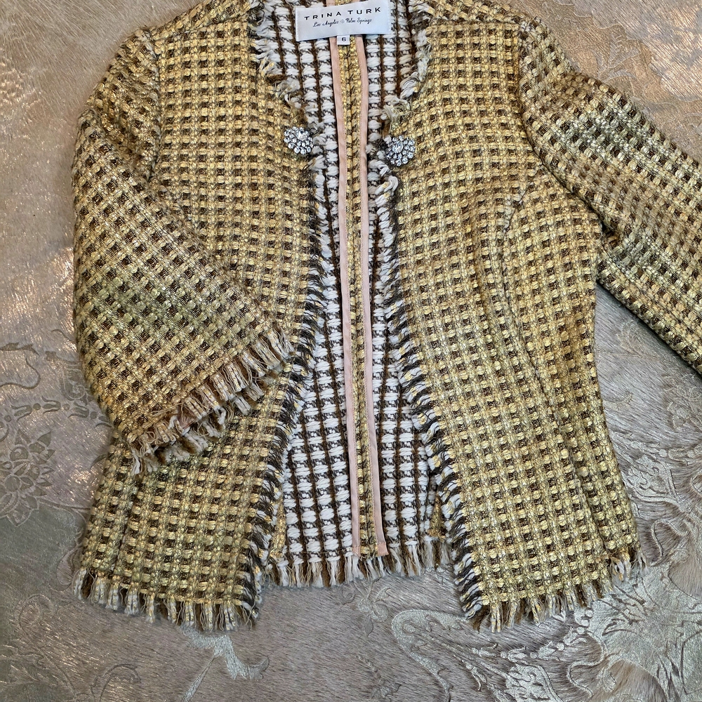 Trina Turk Women's Gold Tweed Jacket